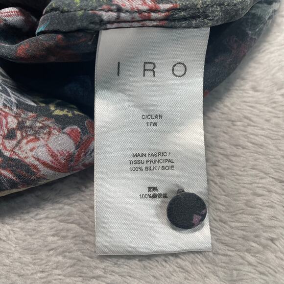 IRO Blouse 36 Small Ciclan Cold Shoulder Antique Dark Floral Silk Bell Sleeve - Picture 6 of 13